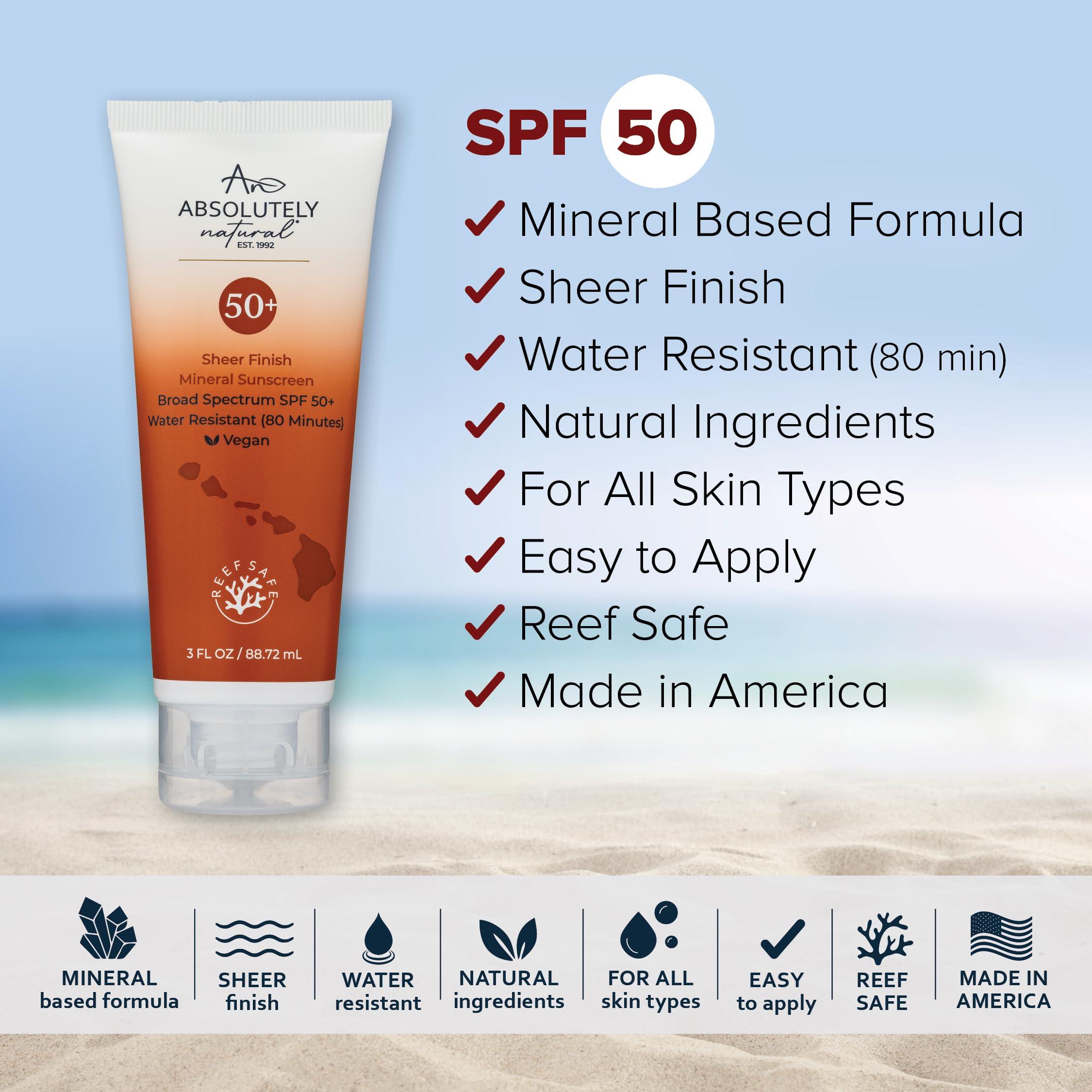 Absolutely Natural Absolutely Natural SPF 50+ Mineral Sunscreen Lotion - Anti-Aging Sunblock for Body & Face, Made with Rose Hips, Aloe, Zinc Oxide and Other Cruelty Free and Reef Safe Ingredients - Made in USA