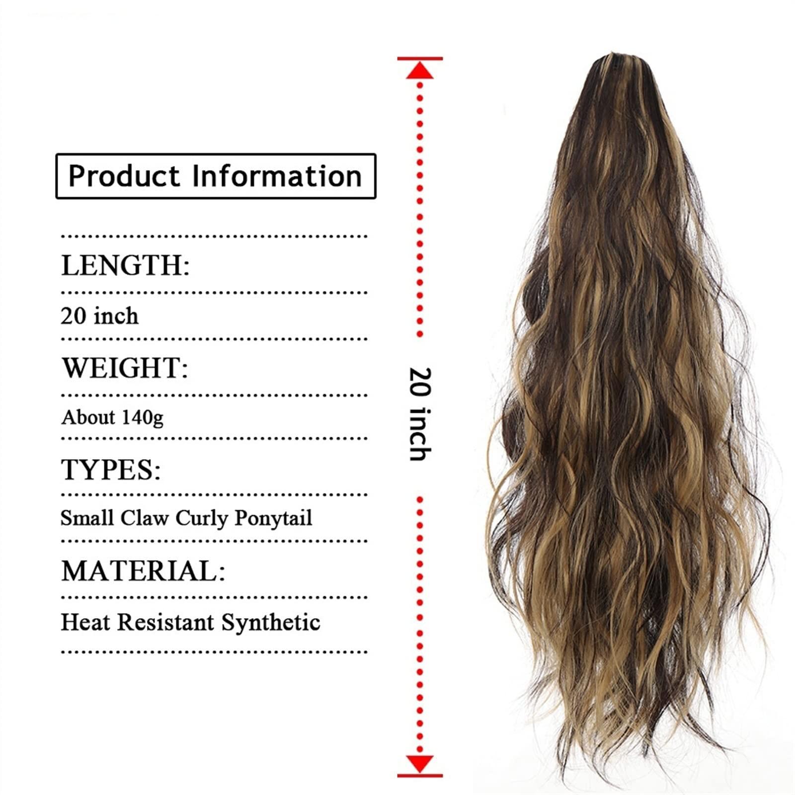 NASTYA NASTYA Messy Bun Hair Piece for Women Synthetic Long Curly Ponytail Bun Ladies Wig 20 Inch Curly Claw Clip Fluffy Ponytail Extended Heat Resistant Fiber Wig Hair Extensions Hair Scrunchies(01)