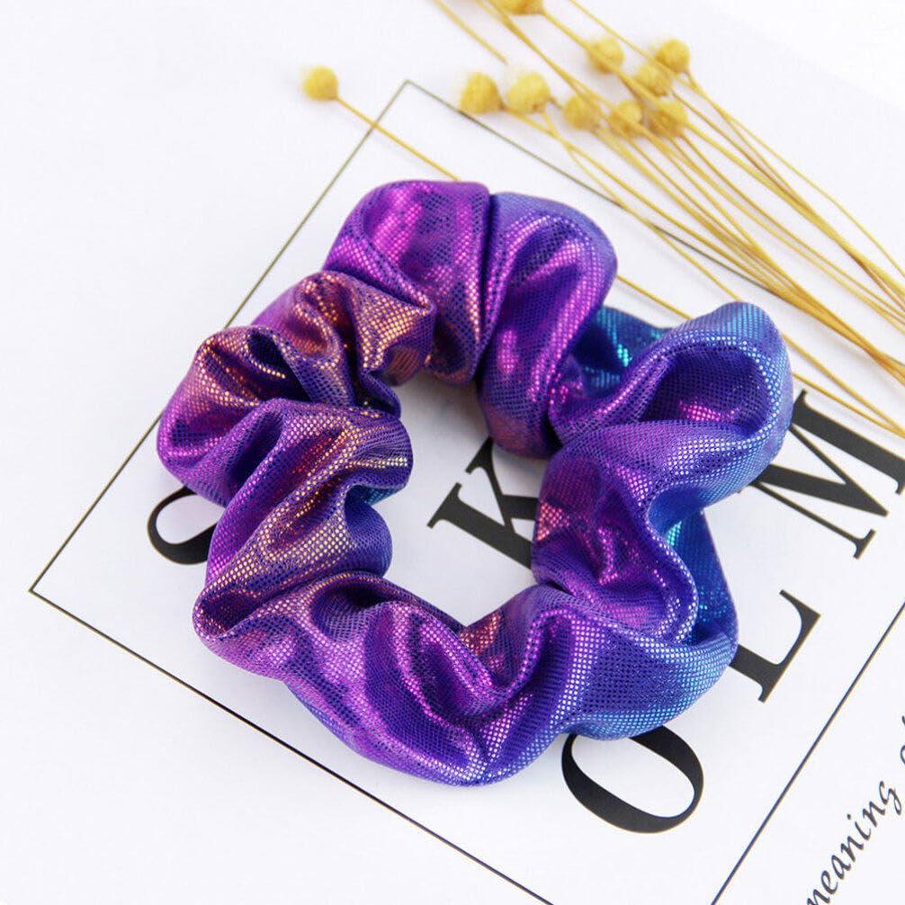 FRCOLOR Hair Scrunchies For Women 8Pcs Neon Scrunchies Shiny Scrunchies For Girls Big Scrunchies Elastic Hair Bands Hair Ties Ponytail Holder For Dance Party Club Hair Accessories