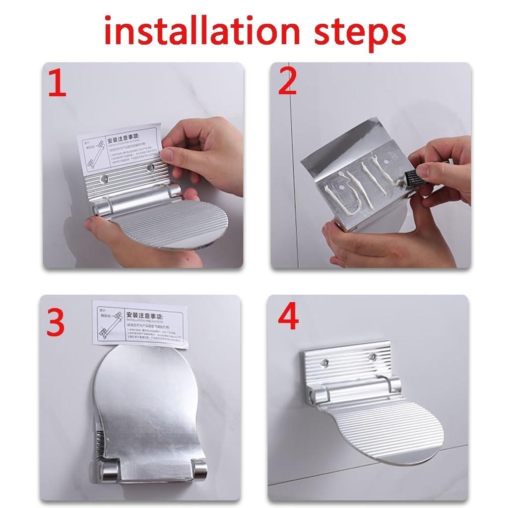 SBOJI Shower Foot Rest, Non-Slip Foot Rest, Aluminum Alloy Shaving Shelf Fold-Up Shower Foot Rest for Shaving Legs Shower (Color : Black)