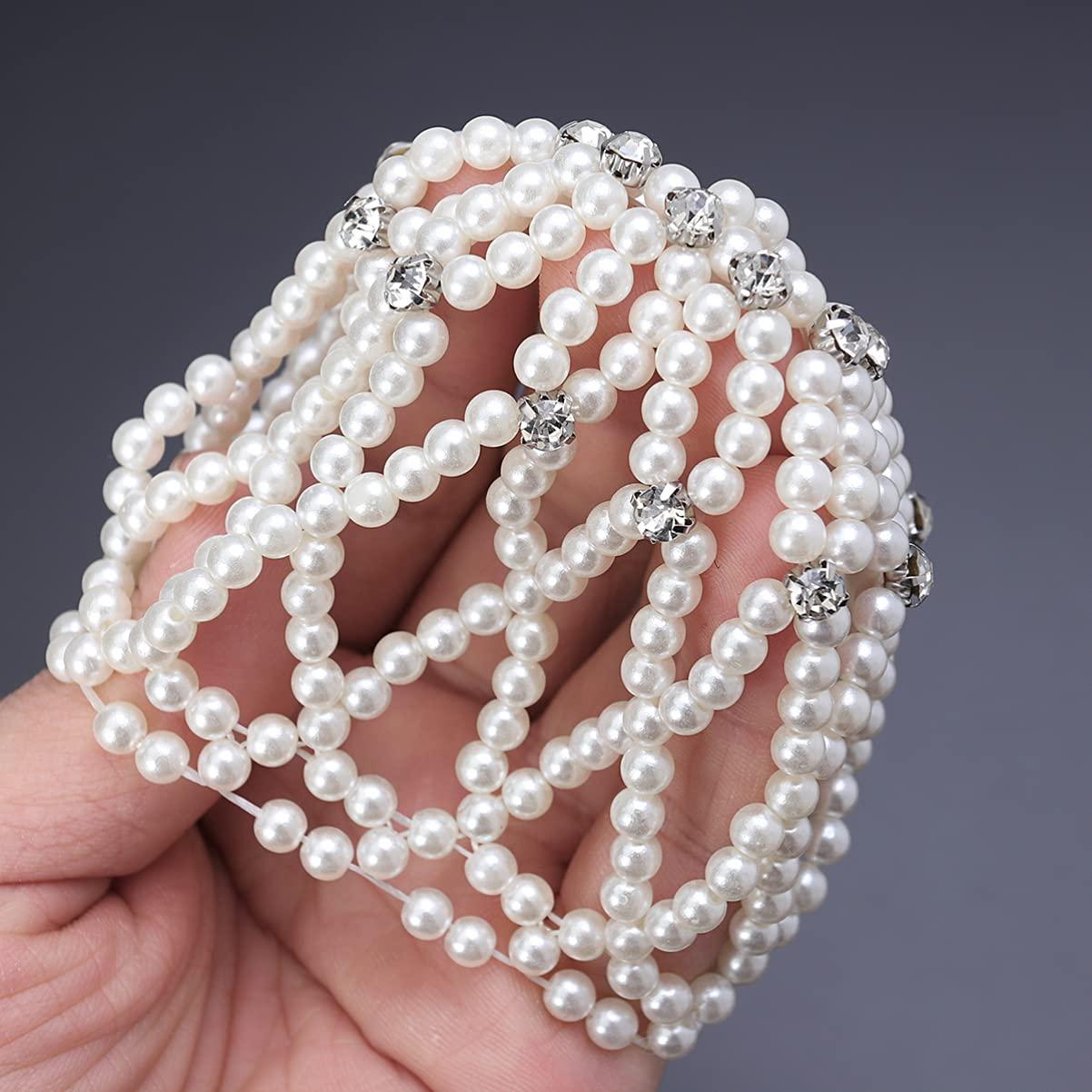 Beaupretty Beaupretty Hair Snood, Pearl Design Hairnet for Dance Performance, White, 1 Count