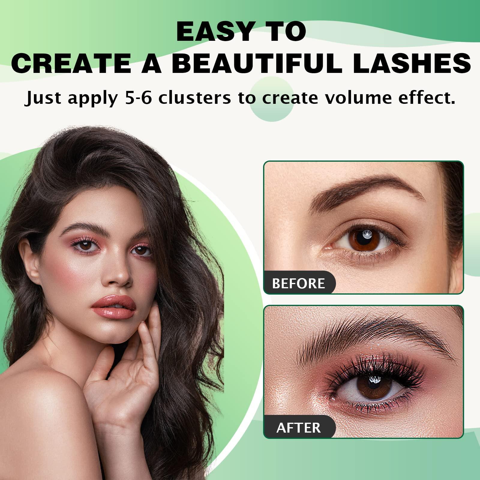 KEYYOU Lash Clusters 96pcs Individual Lashes D Curl 10mm Cluster Lashes KEYYOU Volume Wispy Lash Extension Soft&Comfortable Easy DIY at Home(Y10,D-10mm)