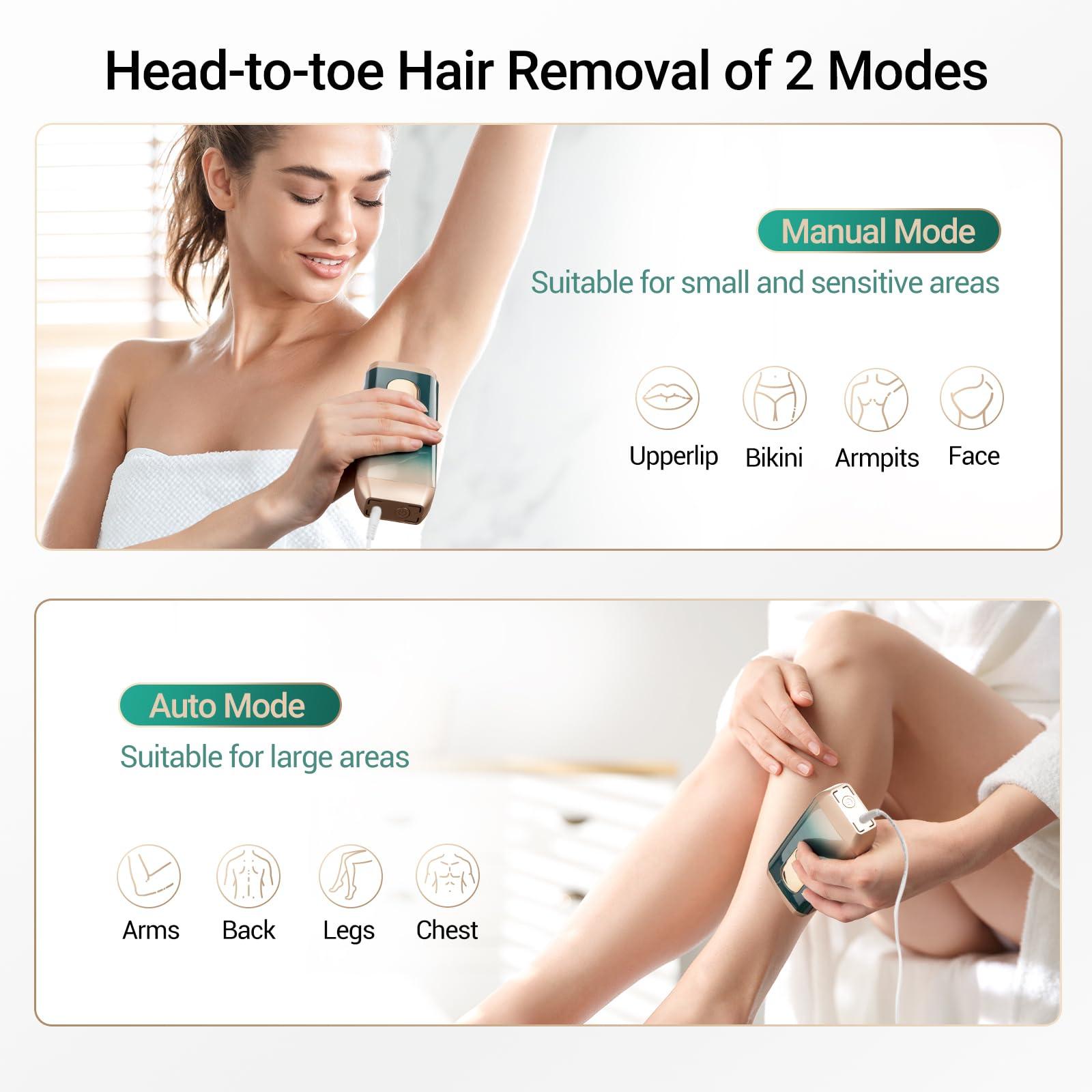Sextupole IPL Laser Hair Removal for Woman and Men,Sextupole Hair Removal Device with Ice Cooling Care Function, Visible Results in 2 Weeks, Laser Hair Removal Care Painless Safe Gentle at Home Full Body,Green
