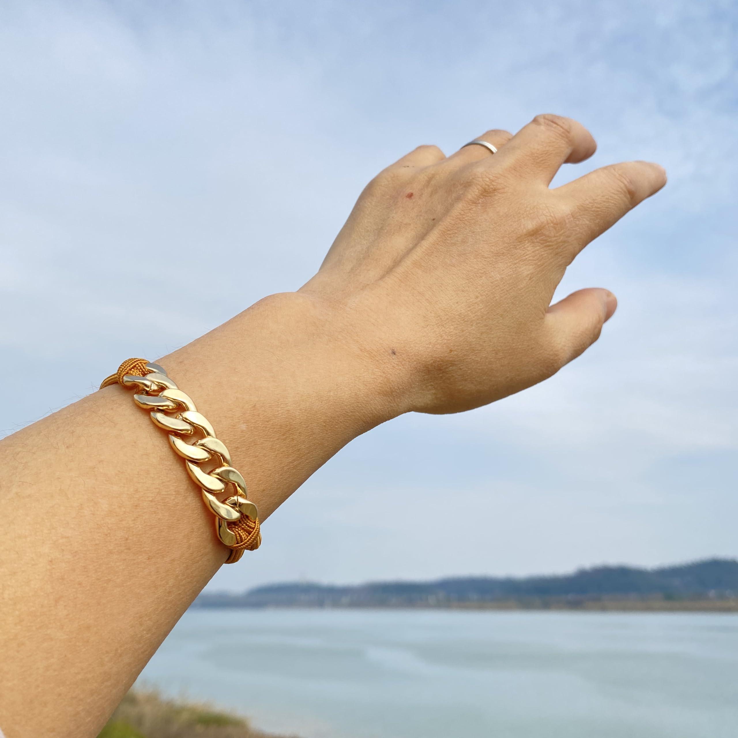 LOTMIAI Bracelet Hair Ties, Ponytail Holders Cute Strong Elastic Band with Gold Jewelry for Red Blonde Brown Hairs