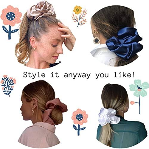 IUPTOWN CHIC Iuptown Chic Jumbo Oversized XL Satin Scrunchies for Women Girls, Frizz Prevention, Sleep Hair Holder Scrunchy, Large Elastic Ties Band for Ponytail Bun, Satin Hair Ties for Breakage Prevention (Teal)