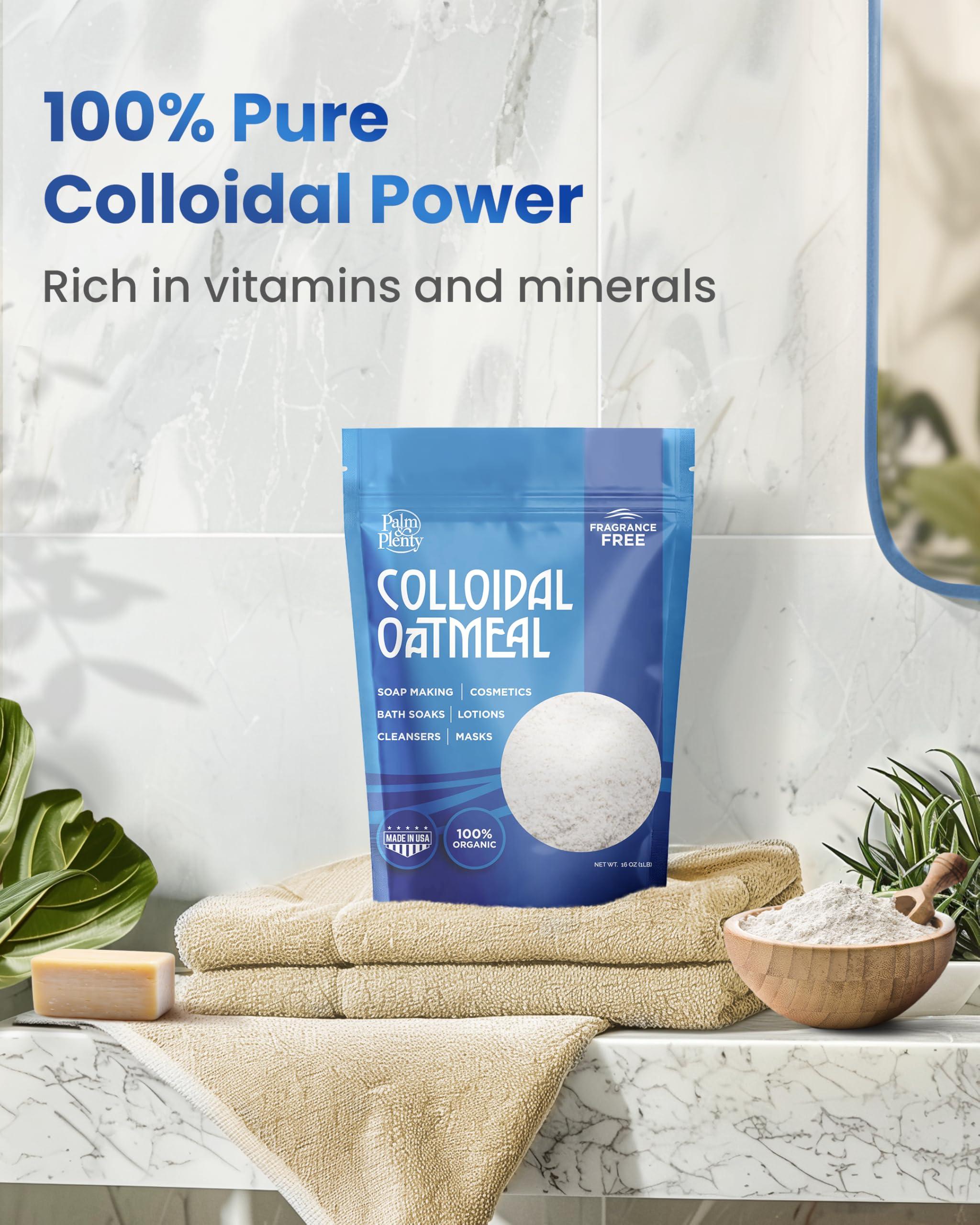 Palm and Plenty Palm and Plenty 100% Organic Colloidal Oatmeal - Unscented, Ideal for DIY Bath Products, Skincare, Cosmetics, Natural Oatmeal Bath for Itching Adults, Soothing Agent for Itchy, Irritated Skin, 16oz