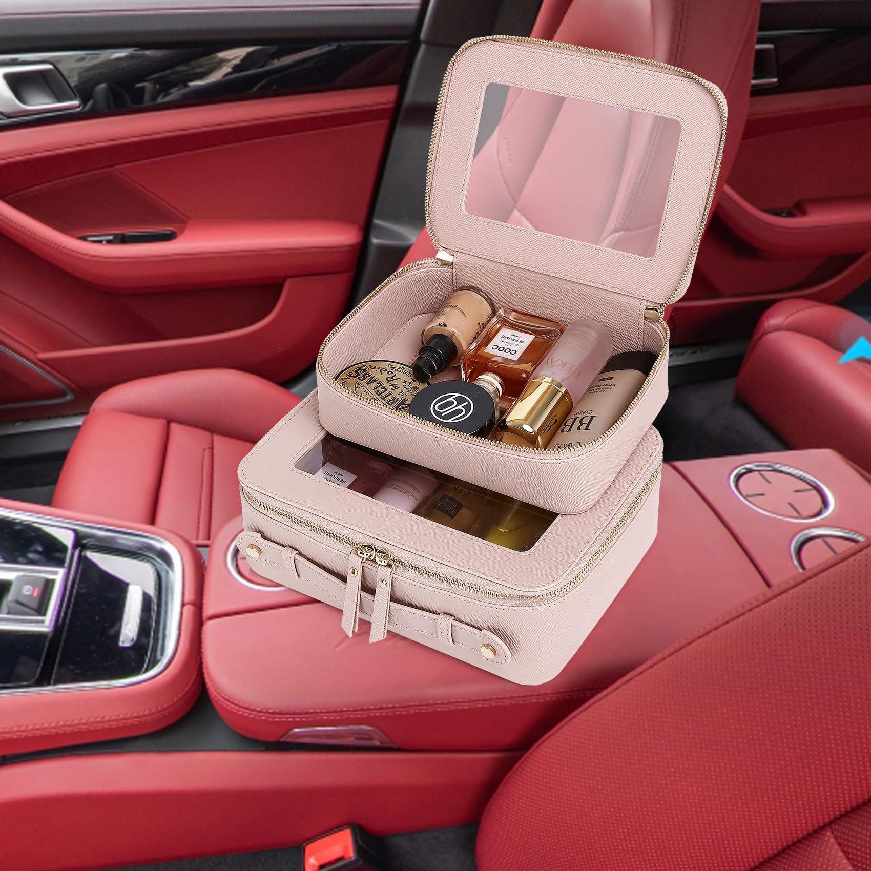 Pinkmik Pinkmik Clear Makeup Bag for Women Waterproof Travel Cosmetics and Toiletries Case Portable Makeup Oaganizer Bag Clear Car Bag with Zipper (Pink, L-1)