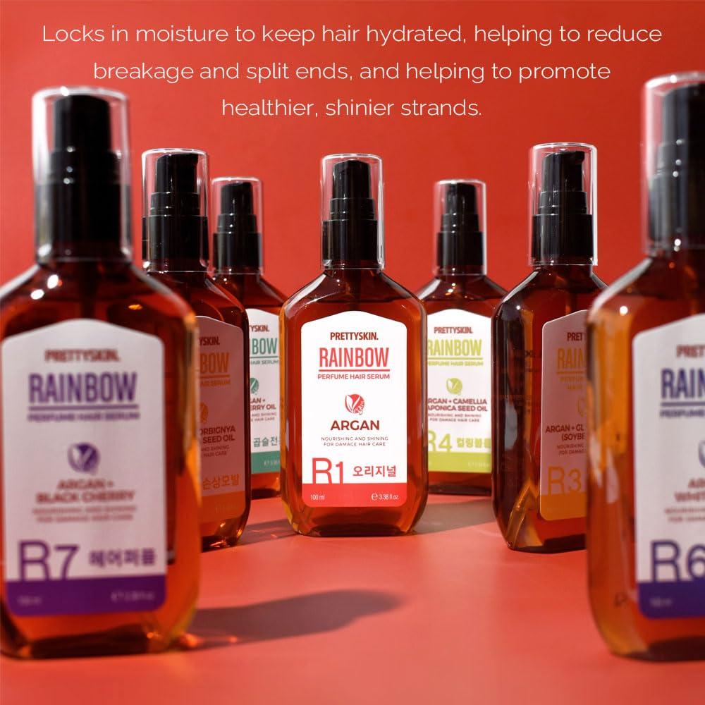 PRETTYSKIN PRETTYSKIN RAINBOW Perfume Vegan Hair Serum for Damaged Hair - Argan Kernel Oil & Babassu Seed Oil Infused for Silky, Velvety Softness100ml (R2 Damaged hair)