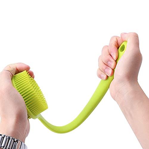 DNC DNC Silicone Back Scrubber Soft Bath Body Brush for Shower with Long Handle (Green)