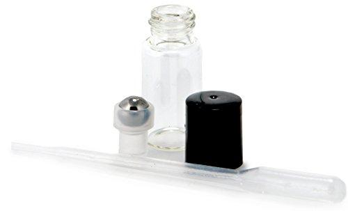 Vivaplex Vivaplex, 12, Clear, 3 ml Glass Roll-on Bottles with Stainless Steel Roller Balls - Dropper included