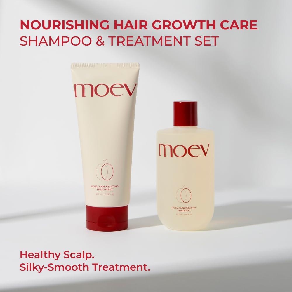 MOEV MOEV ANNURCATIN Shampoo and Conditioner Set for Women, Korean Biotin Hair Growth Volumizing Shampoo, Paraben-Free Natural Apple Wash-Off Hair Mask, Rose Thickening for Damaged Hair