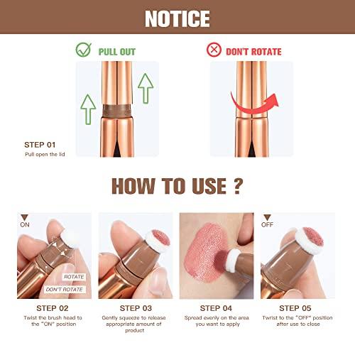 Spdoo Concealer Stick,Contour Stick Makeup Liquid Highlight and Contour Wand,Cream Contour Stick with Soft Cushion Applicator,Foundation Highlight Makeup Bronzer Stick for Face