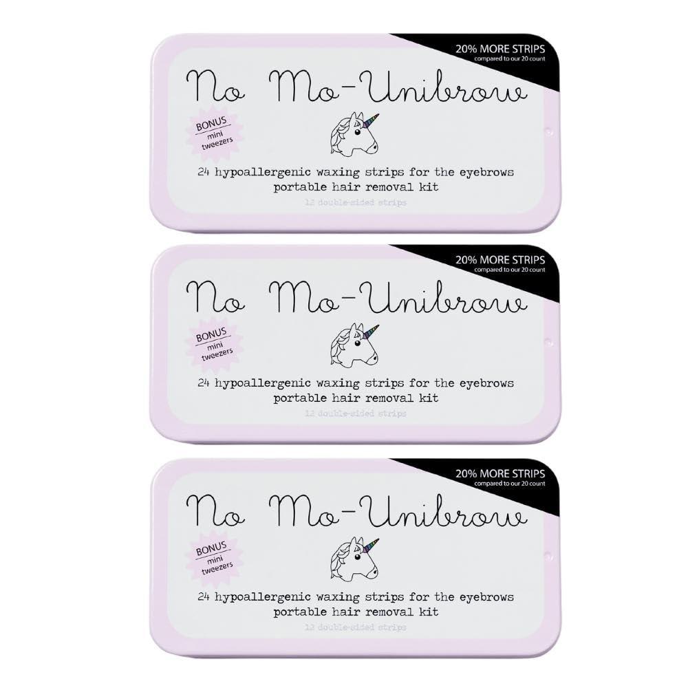 No mo-stache No Mo-Unibrow Hair Removal Waxing Kit - Waxing Strips For Eyebrows, Face, Upper Lip, and Chin - As Seen On Shark Tank - Travel Friendly Wax Strip For Face - Wax Strips and Mini Tweezers - 3 Pack