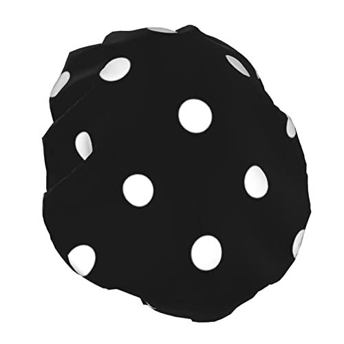 IDNUYIA White Dots Shower Cap For Women, Layers Bathing Shower Reusable Elastic Band Stretch Hem Hair Hat