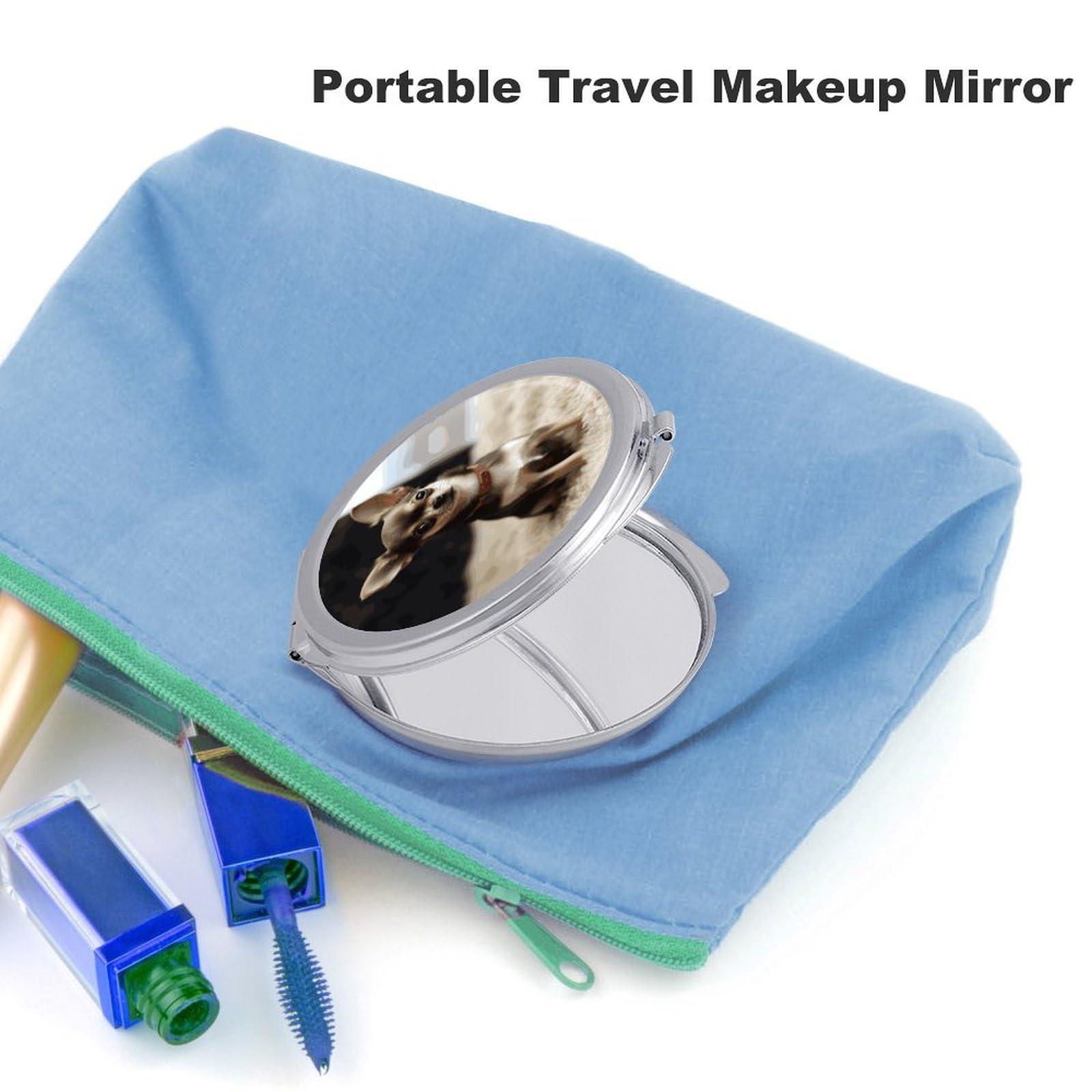 KLWQR KLWQR Cute Chihuahua Travel Makeup Mirror Portable Folding Cosmetic Compact Mirror with 2 X 1x Magnification Mini Pocket Mirror for Women Purses