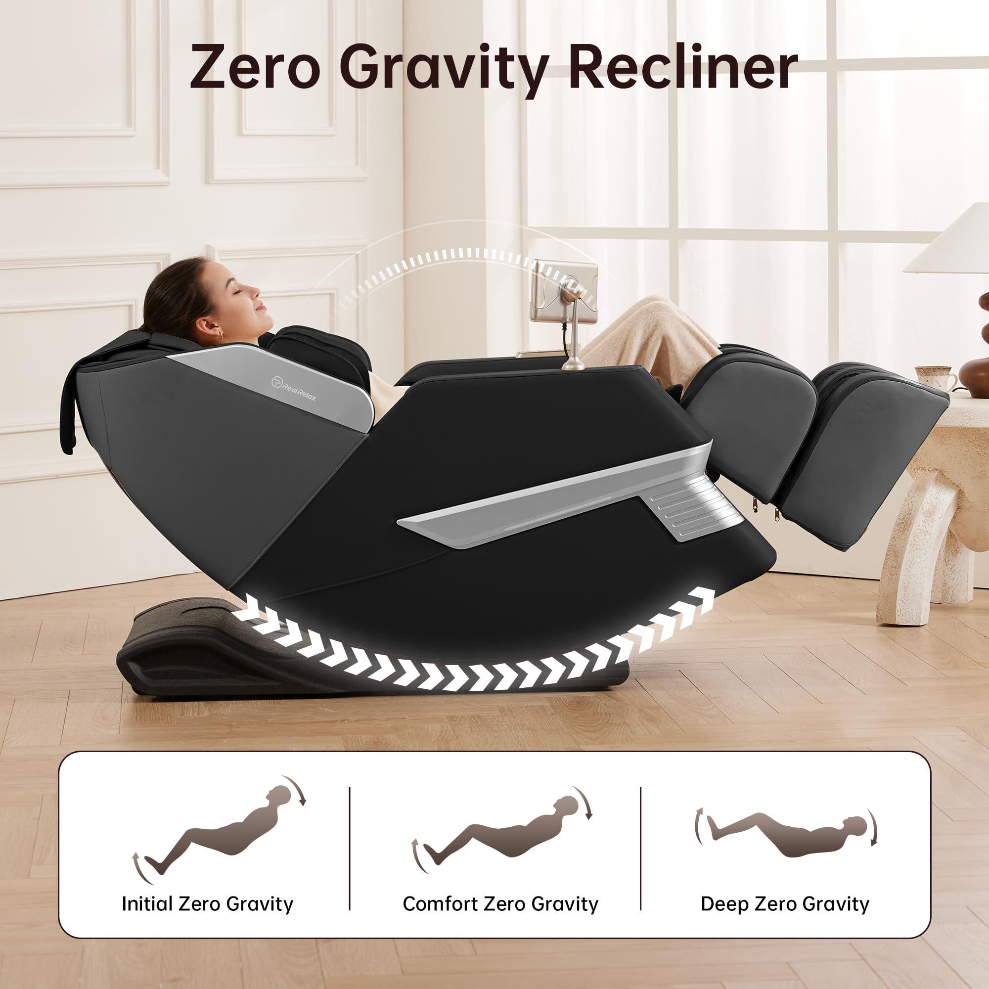Real Relax Real Relax 2025 Massage Chair Full Body, 3D SL Track Shiatsu Massage Recliner, 21 Auto and Thai Stretch Modes, APP and LCD Control, Body Scan, Fit Home and Office, PS3300 Black