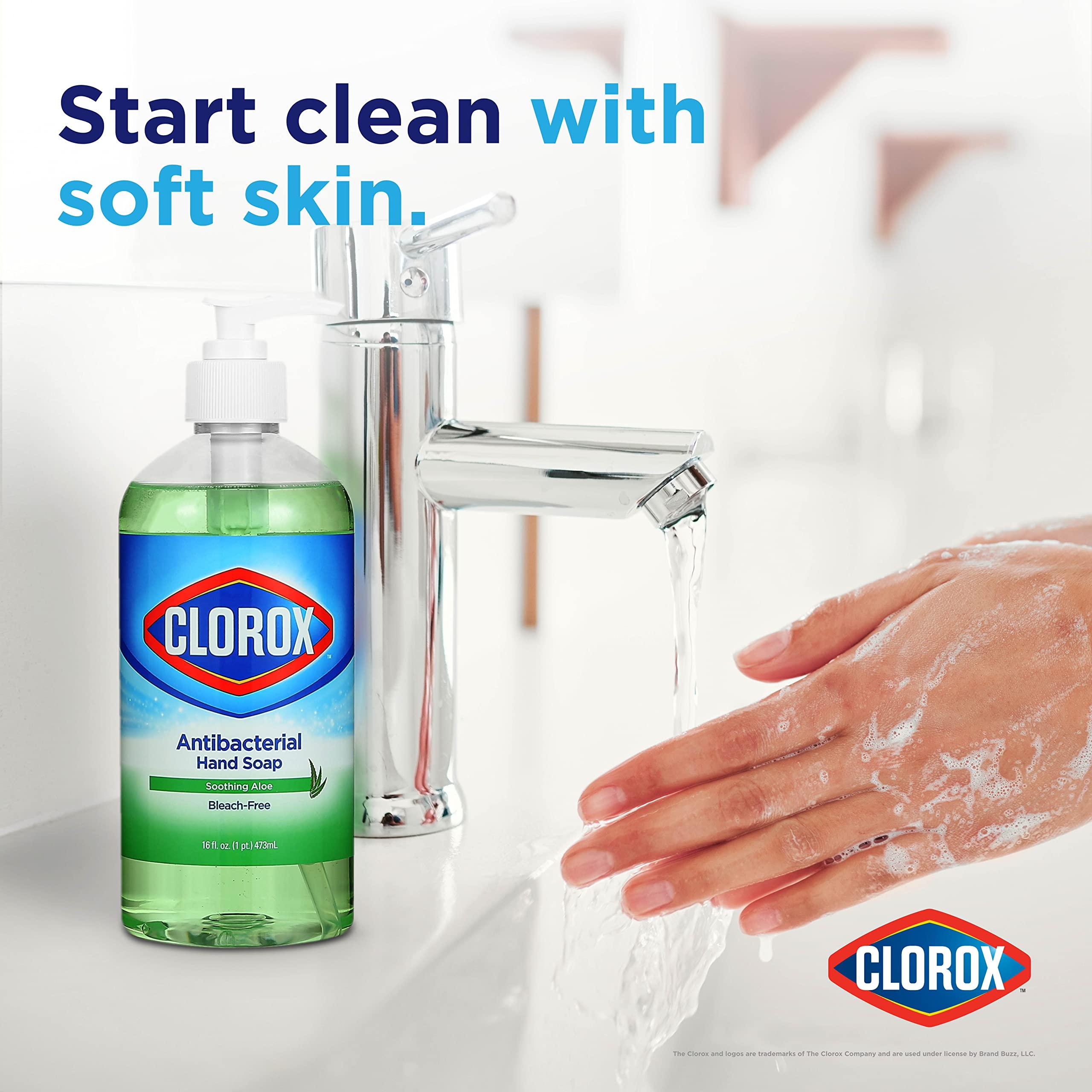 Clorox Clorox Liquid Hand Soap Pump - 16 oz Soothing Aloe Antibacterial Hand Soap - Liquid Hand Soap Eliminates Dirt, Soft on Hands Tough on Dirt - Clorox Hand Soap, Bathroom Hand Soap, Kitchen Soap
