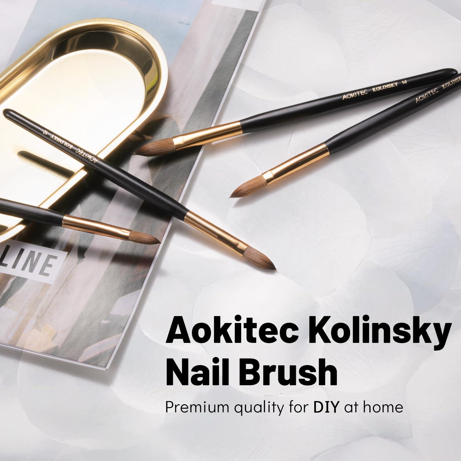 Aokitec Aokitec 100% Kolinsky Acrylic Nail Brush for Acrylic Powder,Size 10 Nail Brush for Acrylic Application,Oval Sable Nail Art Brush, Manicure Pedicure Tool