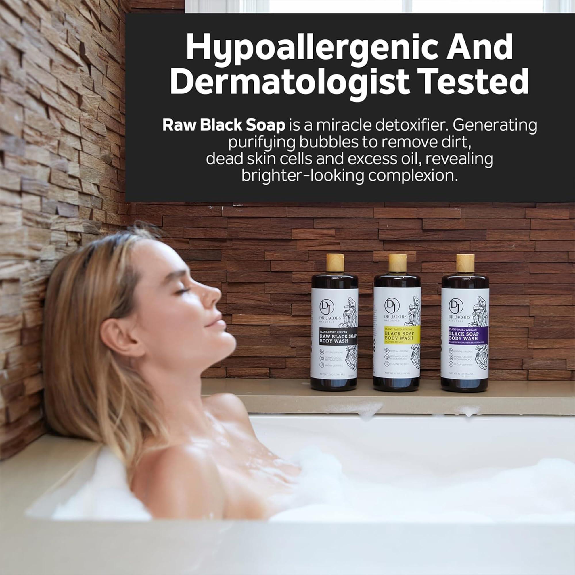 DR.JACOBS NATURALS Dr Jacobs Naturals Authentic African Raw Black Soap, All-In-One Cleanser for Face Wash, Sensitive Skin Body Wash, Shampoo, Shaving Soap | Shea Butter Moisturizing and Nourishing Formula | 16oz 2pk