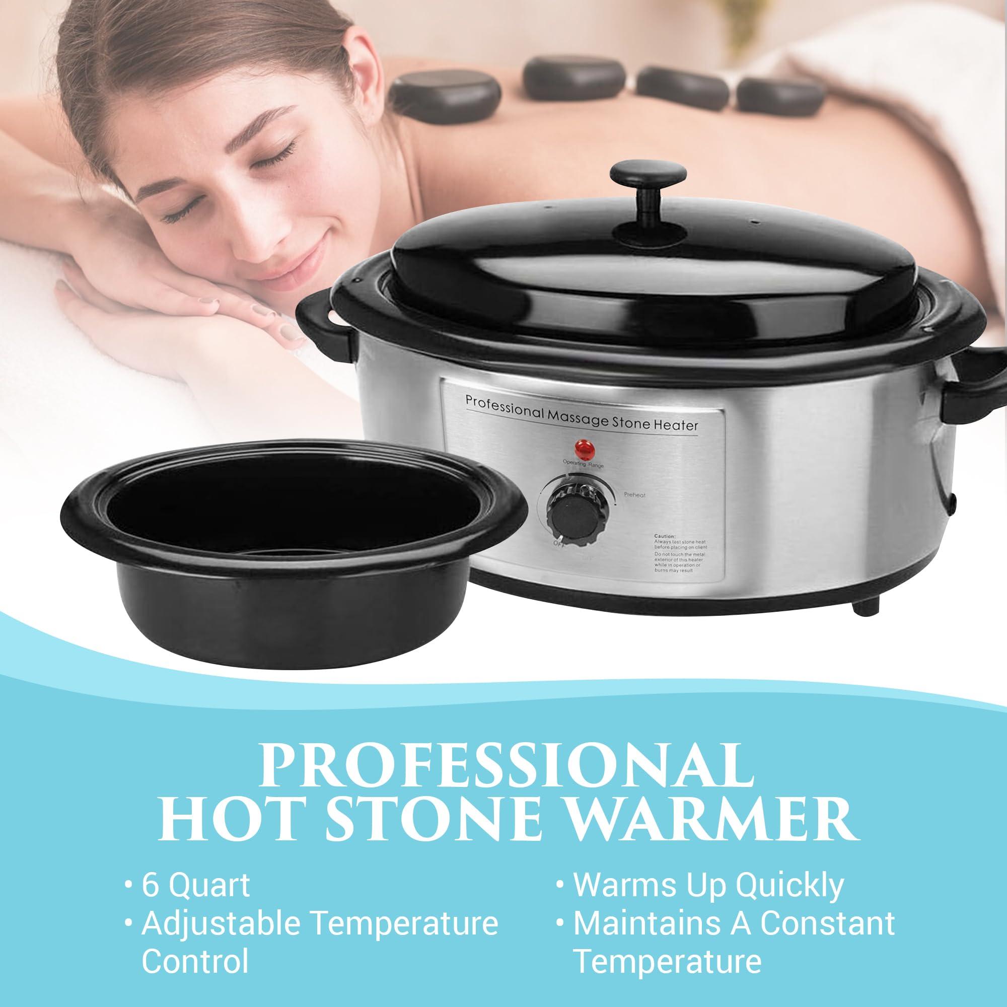 NRG NRG Professional Hot Stone Warmer for Massage Therapy, 6 Quart - Hot Stone Heater Hot Stones Warmer Massage Stone Heater Massage Stone Warmer Massage Accessories - Adjustable Temperature Control
