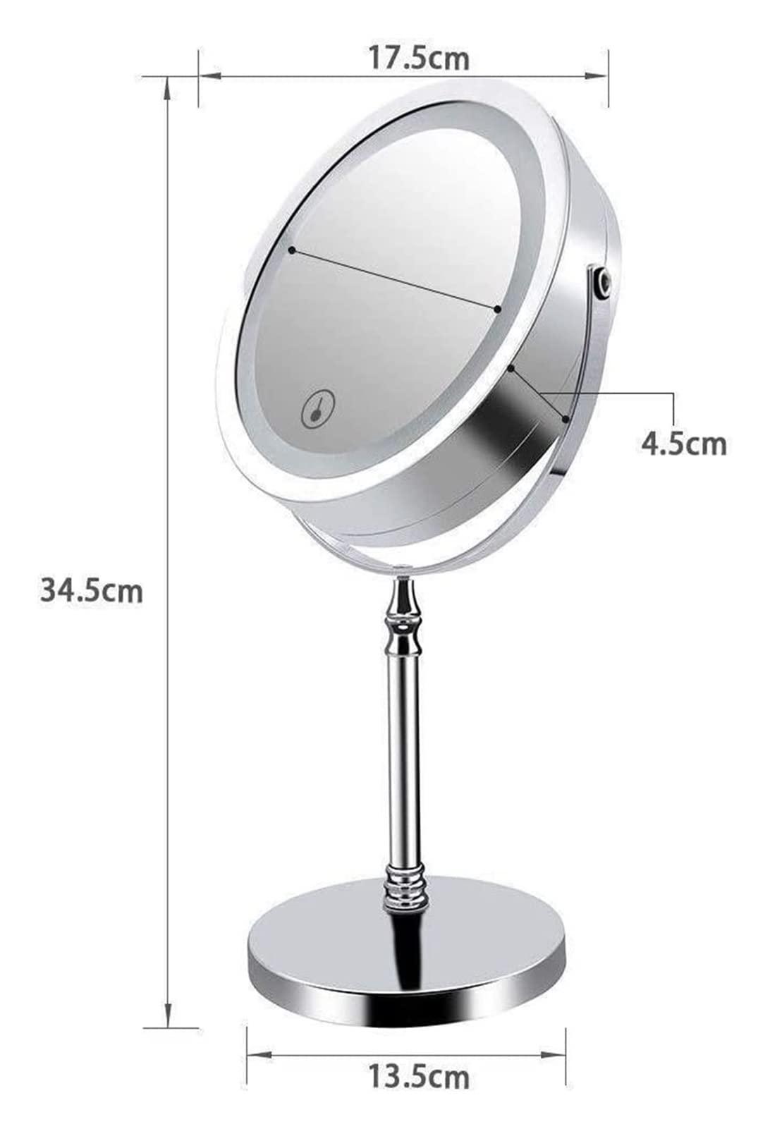 Eliveshown Eliveshown Countertop Vanity Mirrors LED Lighted Makeup Vanity Mirror with A Non-Slip Pedestal 7 Inches Double-Sided 10X Magnifying