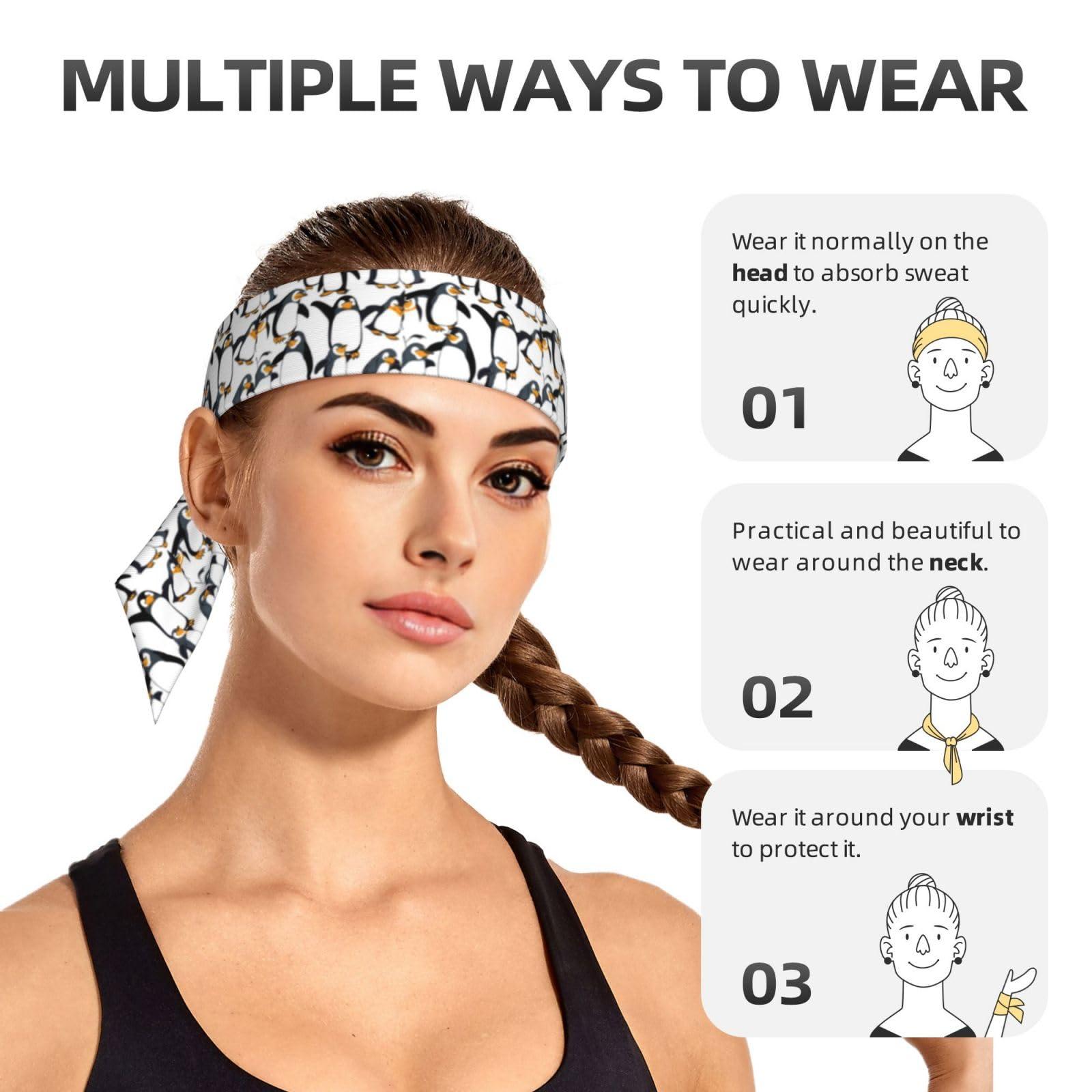 WZYWHJ WZYWHJ penguin dabbing Pattern Headbands,Sports Head Tie,Headband for Men and Women,Hair Band for Running Workout Football