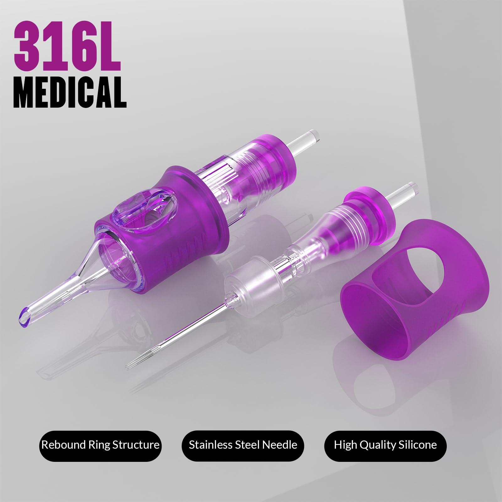 Wormhole Tattoo Tattoo Needles, Wormhole Tattoo Cartridge Needles 20pcs 5RL Disposable Tattoo Needle Cartridges Round Liner for Rotary Tattoo Machine Gun Cartridge Machine Permanent Makeup (1205RL)