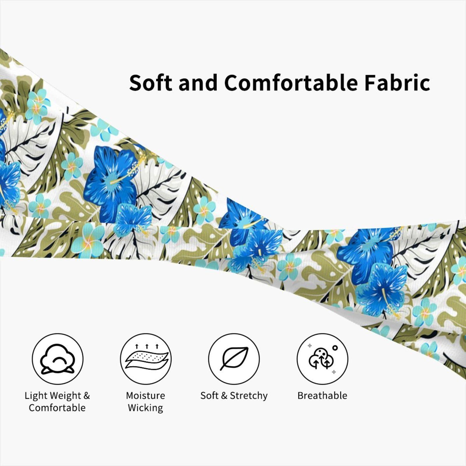ROSIHODE Hawaii Hawaiian Flower Wide Headbands,Fashion Hair Bands Yoga Running Sports Workout Gym Stretchy Turbans for Women Men