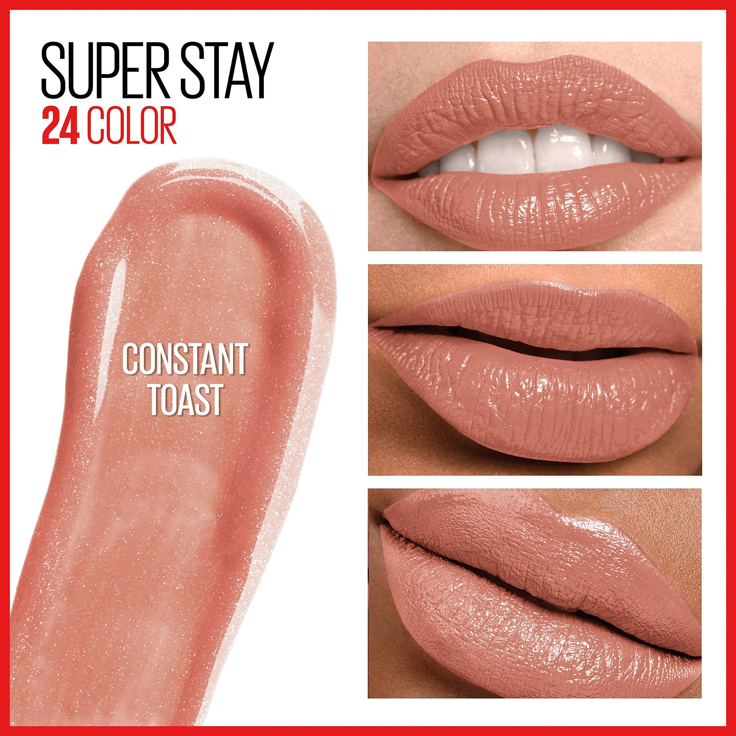 MAYBELLINE MAYBELLINE Super Stay 24 Long Lasting Liquid Lipstick with Balm, So Pearly Pink and Constant Toast Shades, 1 Count Each