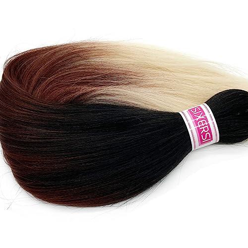 SIXERSI Blonde Ombre Braiding Hair Pre Stretched Kanekalon Prestretched Braiding Hair Ombre 1b to Brown Blonde Colored Hair Extensions for Braiding 26 Inch 8 Packs Micro Soft Long Jumbo Braiding Hair