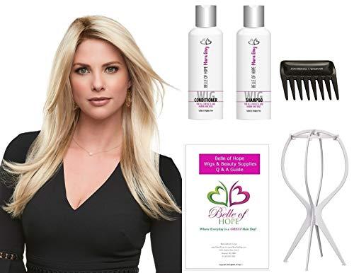 Jon Renau & Mara Ray Kaia - Synthetic Lace Front Single Mono. Handtied Wig by Jon Renau,Stand,Comb,Mara Ray 4oz Luxury Shamp & Cond Kit,19 Page Belle of Hope Wig Care Booklet-6pc Bundle (12FS12)