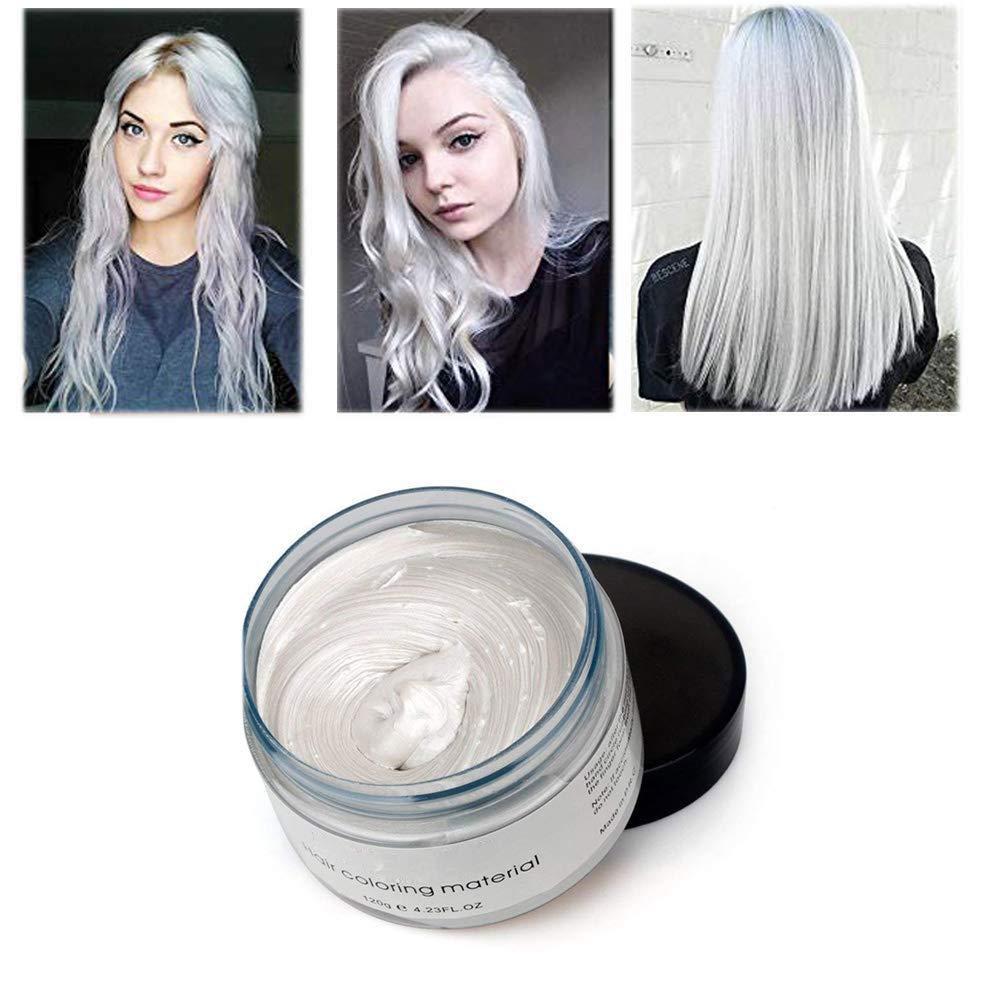 Adofect MOFAJANG Natural Hair Wax Color Styling Cream Mud, Adofect Natural Hairstyle Dye Pomade, Temporary Hairstyle Cream 4.23 oz, Hairstyle Wax for Men and Women, White