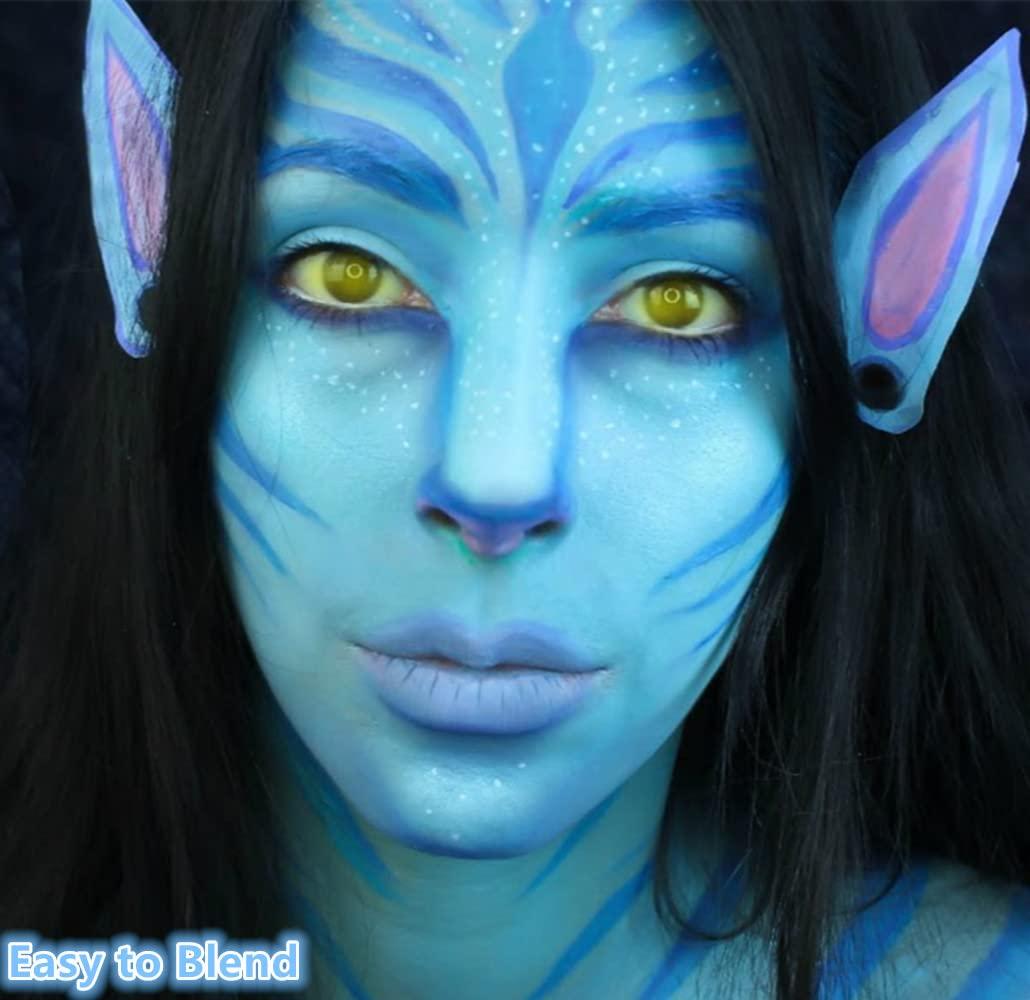 Go Ho Go Ho Light Blue Face Body Paint Washable(2.37 oz,70 ml),Water Based Cream Pale Blue Face Paint,Blue Body Paint for Halloween Costumes Festivals Cosplay SFX Corpse Bride Sally Makeup