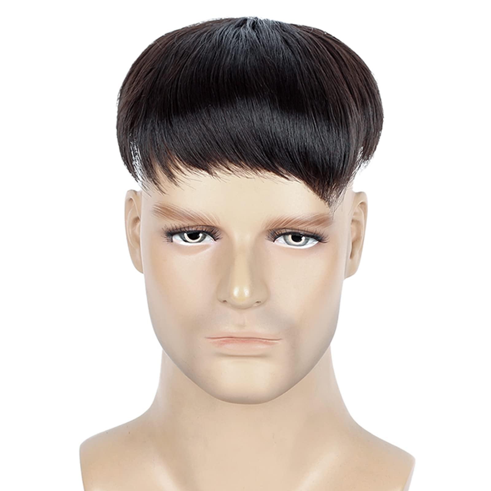 Askuang Askuang Hair Toupee for Men Clip in Crown Topper Hair Extensions Mens Hair Piece for Hairline Loss Covering White Loss Hair Toupee Wig Short Hair Toppers for Men Natural Black