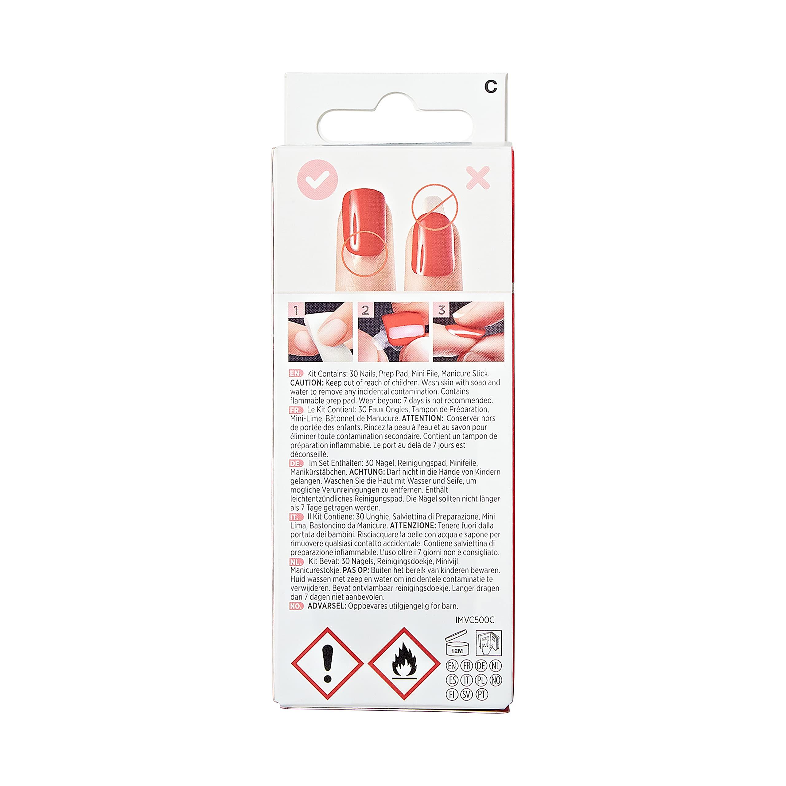 imPRESS KISS imPRESS Press-On Manicure Limited Edition Valentine Nails, Heart Beat, 30 Count