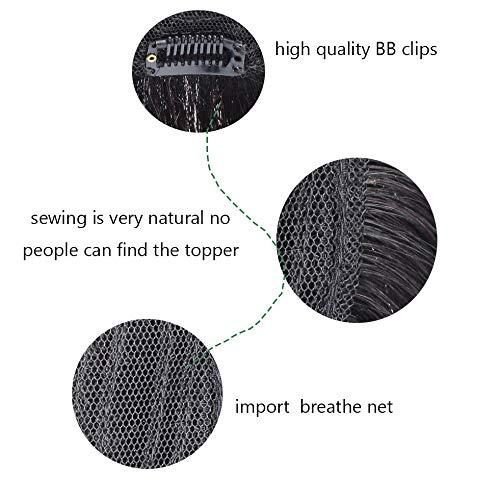 RemeeHi RemeeHi Real Human Hair Women 13x14 Machine Made Middle Silk Base Topper or Toupee Wiglet Top Thin Loss Hair Natural Color 25cm