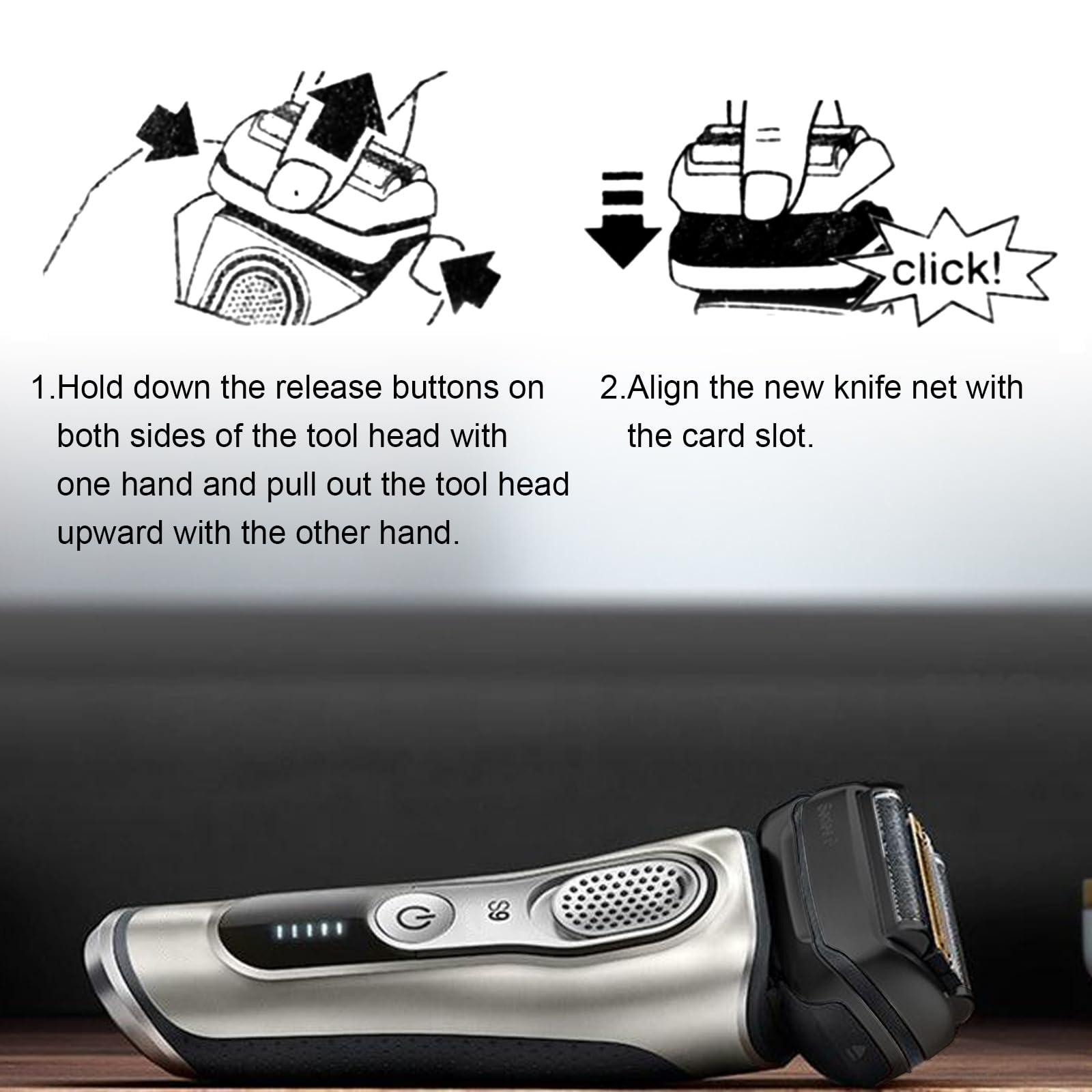 HONGNAL 2 Pack 92B Electric Replacement Shaver Head Accessories Compatible with Braun Series 9 Pro and Series 9 Electric Razors,Black