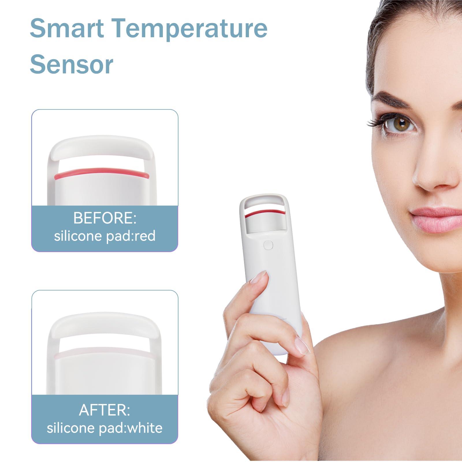 FORATS Heated Eyelash Curlers,Heated lash Curler, Eye Lash Curler,Electric Eyelash Curler,2 Heating Modes with Sensing Heating Silicone Pad,Quick Natural Curling for Women Makeup Tool