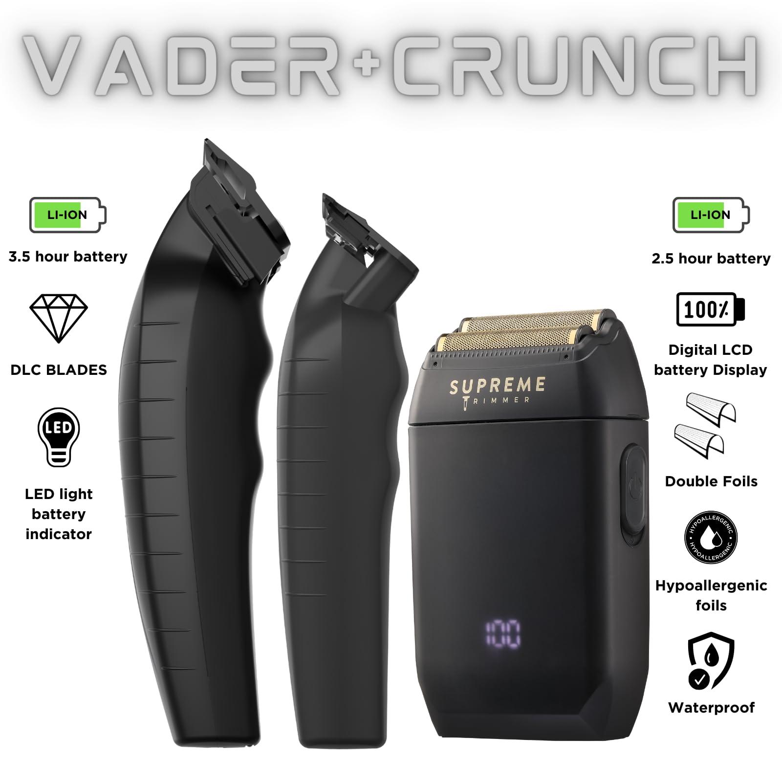 Supreme Trimmer Supreme Trimmer Vader Clipper, Vader Trimmer & Crunch Foil Shaver | Professional Beard Trimmer, Men's Clippers | 3 in 1 Set, Black