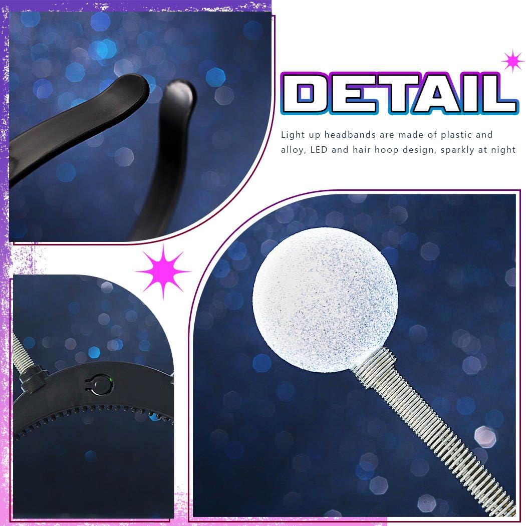 Sixexey Sixexey Light Up Alien Headband LED Silver Martian Hair Band Antenna Hair Accessories for Women