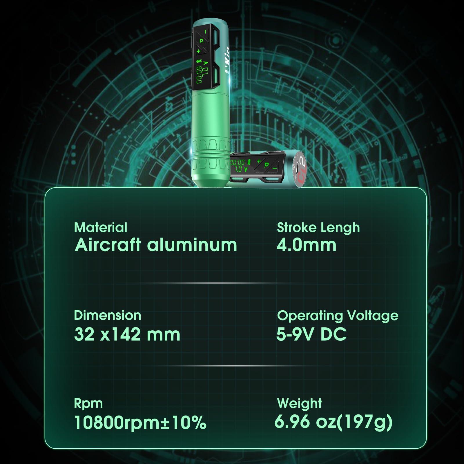 INKin INKin Tattoo Kit, Professional Tattoo Machine with 2 Replaceble Power 1800mAH, CL2 Wireless Tattoo Gun LED Display and 4.0MM Stroke Lengh Tattoo Pen for Tattoo Artists