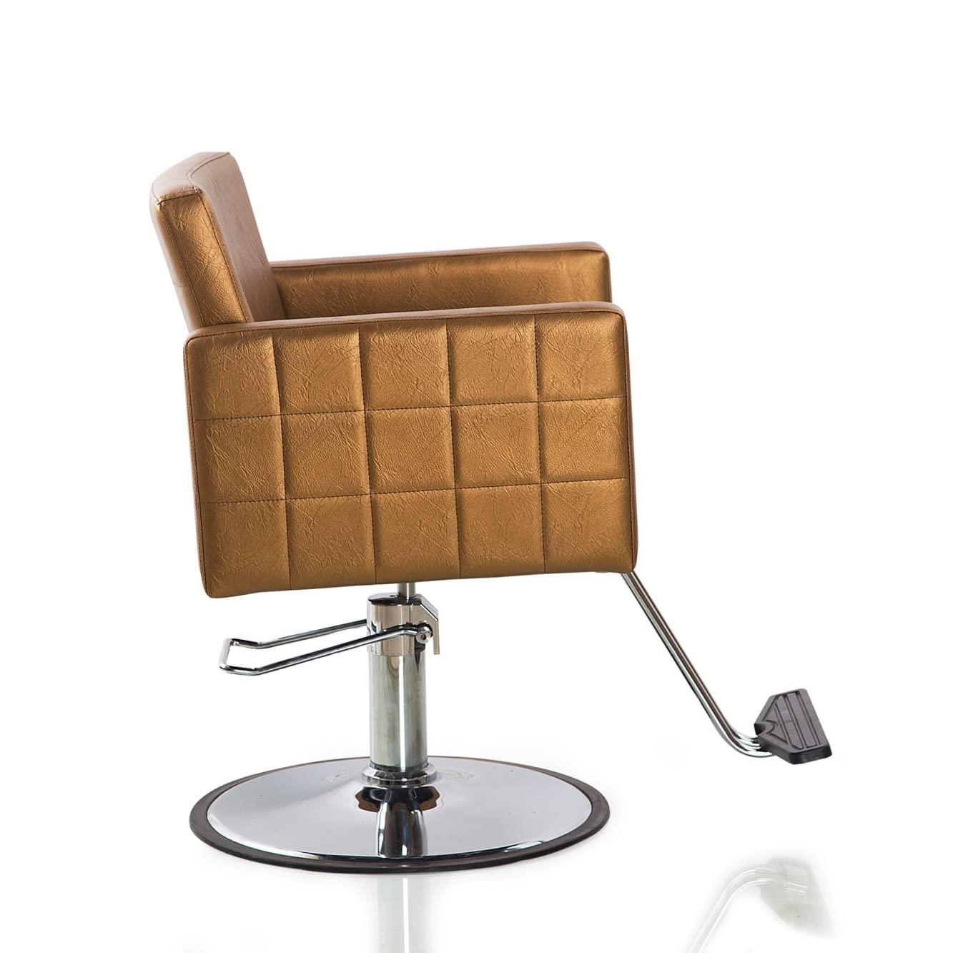 Salonsunny Salonsunny Gold Round Base Heavy Duty Hydraulic Pump Styling Salon Chairs Barber Cutting Chairs