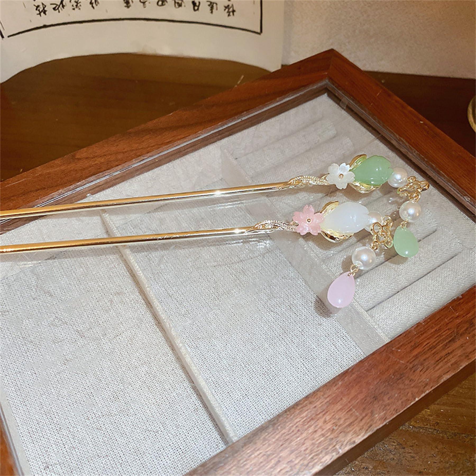 Bincout Meerore 2PCS Metal Flower Hairpins Hair Stick Fork Sticks French Hair Pin Buns Hair Accessories for Women Girls