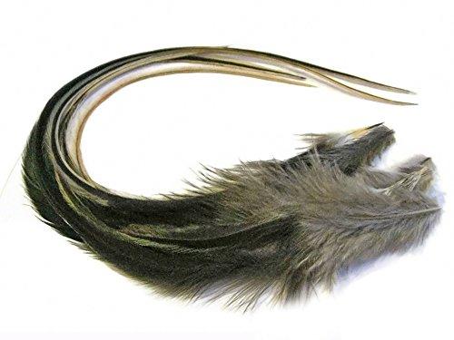 Moonlight Feather Moonlight Feather, Hair Extension Feathers - Golden Badger Thick Long Rooster Hair Extension Feathers - 7-11 Inches Long - 6 Pieces Per Pack