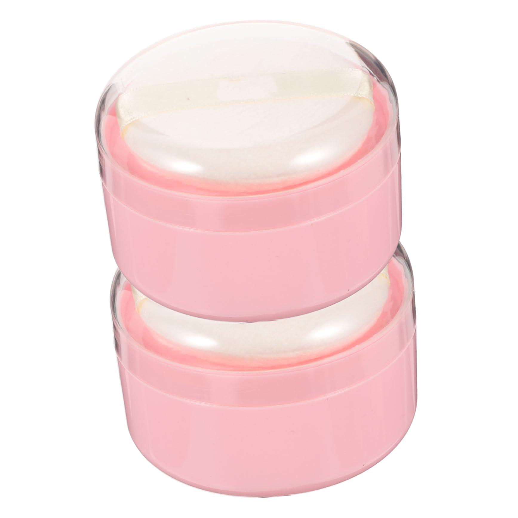 KOMBIUDA KOMBIUDA 2Pcs Loose Powder Puff Containers with Puffs Dusting Powder Boxes for Body Powder Travel-Friendly Cosmetic Puff for Home -go Use