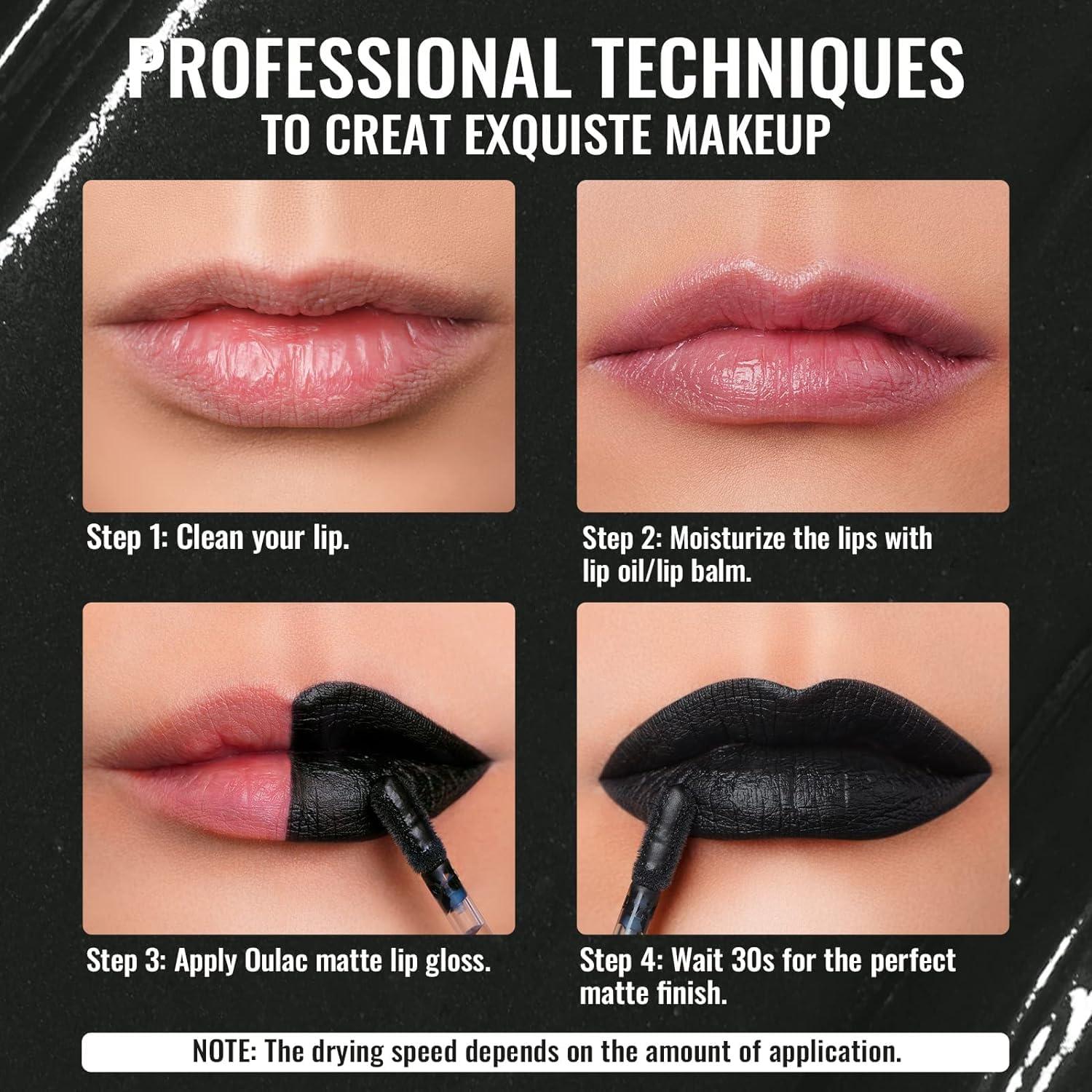 Oulac Oulac Black Lipstick for Women Halloween Makeup Matte Lipsticks, Highly Pigmented Color Lip Stain with Creamy Formula, Long Lasting, Waterproof, Vitamin E, Vegan, Cruelty-Free, M23