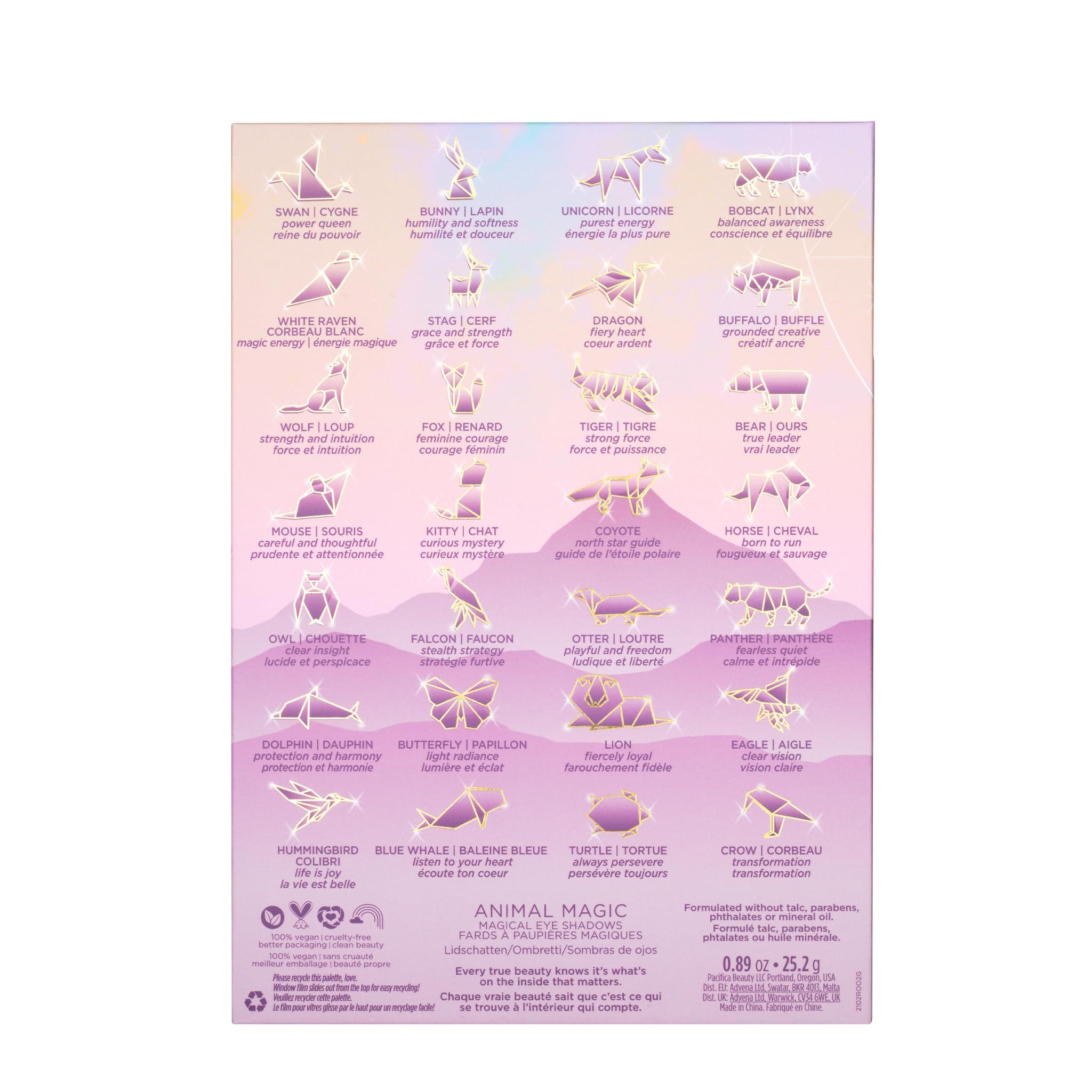 Pacifica Pacifica Eyeshadow Palette  Animal Magic with Colorful Blendable Shades, Highly Pigmented Mineral Eyeshadow, Talc-Free, Vegan & Cruelty-Free, 0.89 oz (28 Shades)