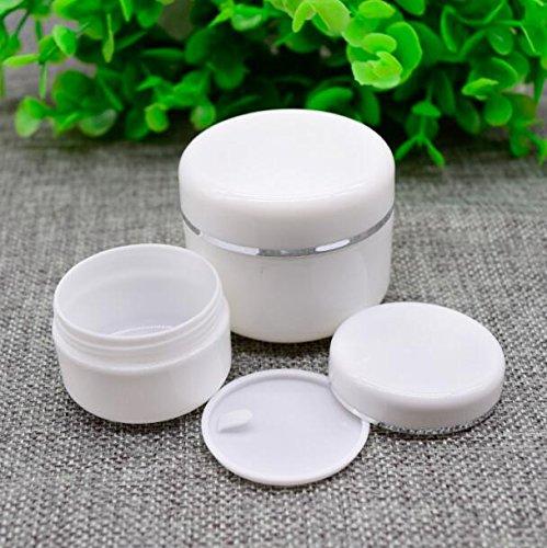 ericotry 8 Oz (250ml) White Plastic Cosmetic Jars with Inner Liners and Dome Lids Refillable Make-up Cosmetic Containers Pot Case for Scrubs Oils Salves Creams Lip Balm Lotions Nail Accessories Pack of 6