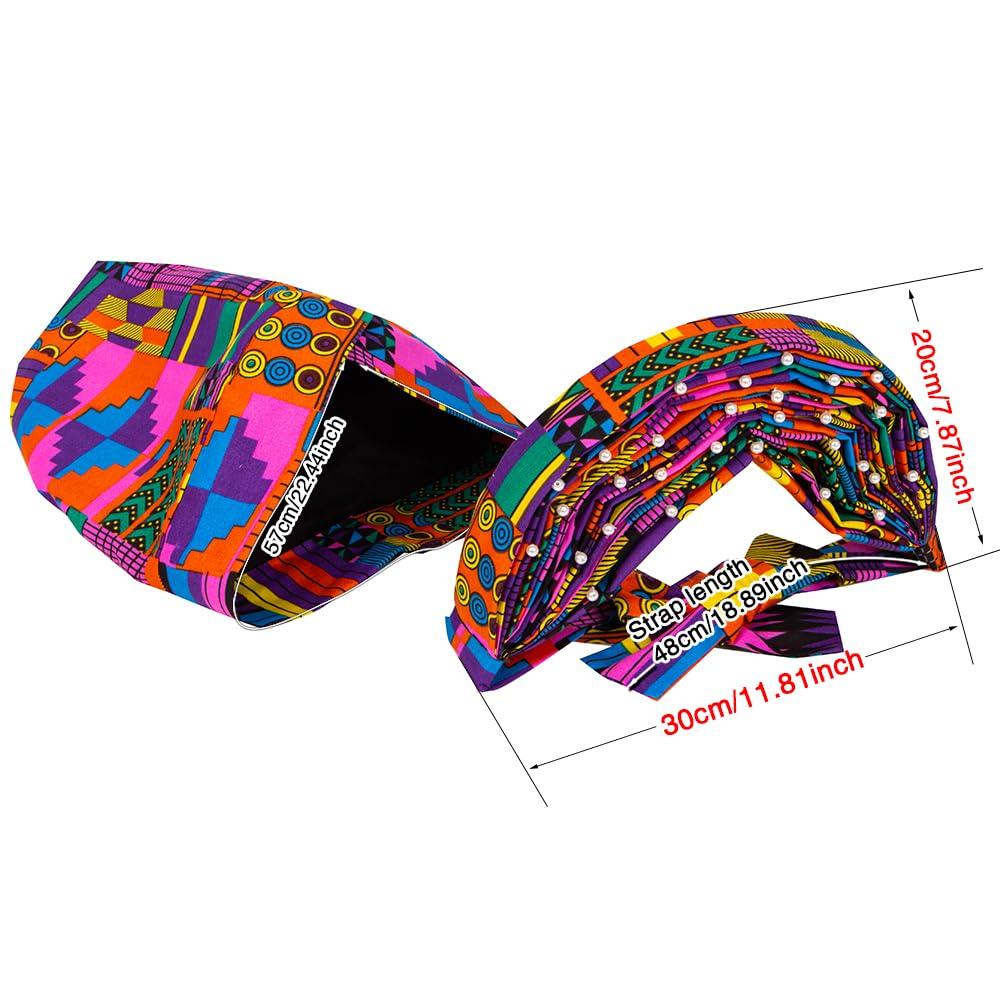 VeritableWax VeritableWax African Turban Pre-Tied Head Wrap for Black Women Cap Head Wraps Beaded Headscarf