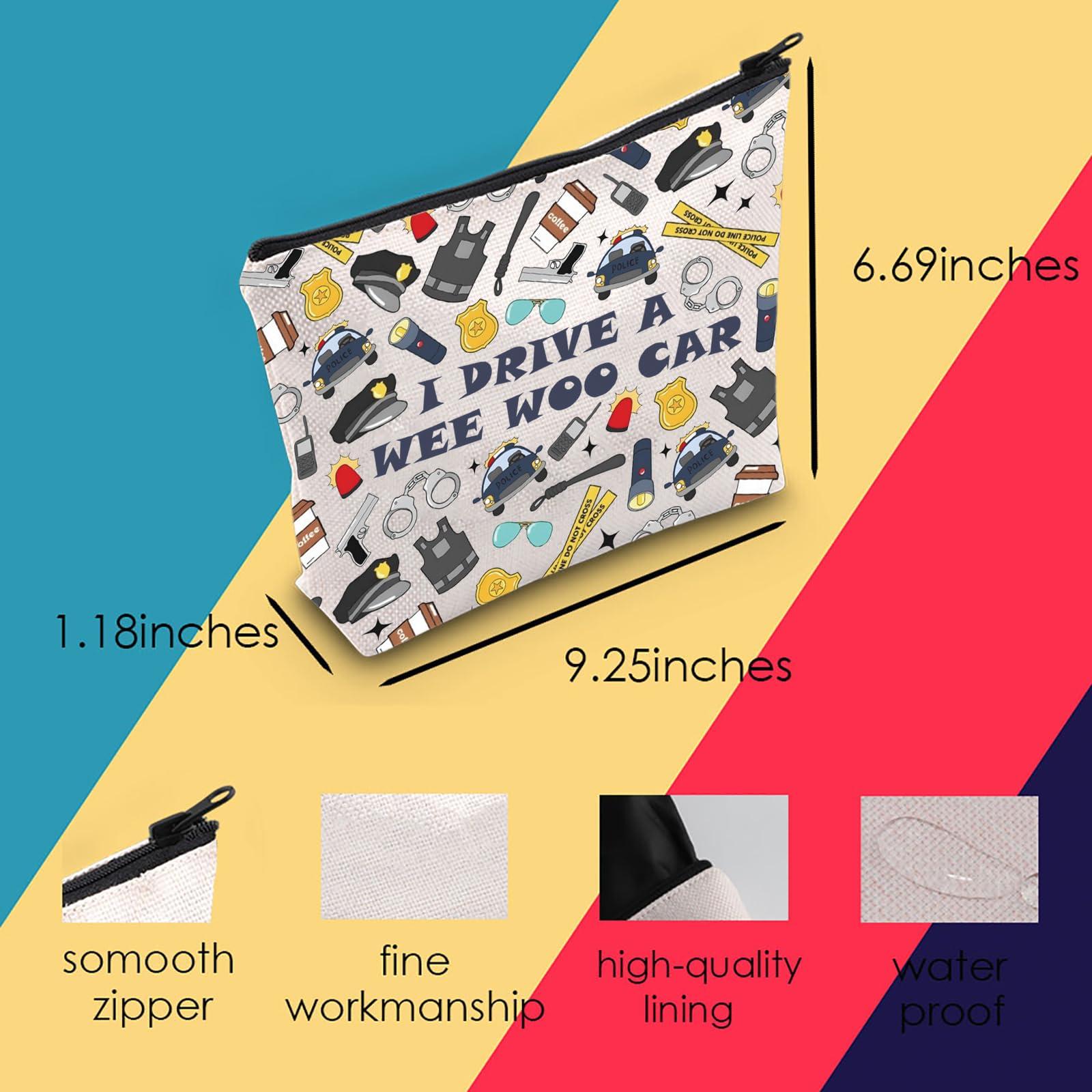 MNIGIU MNIGIU Funny Police Gift Cop Cosmetic Bag Police Officer Gift Police Grad Gift For Female (CAR Bag)